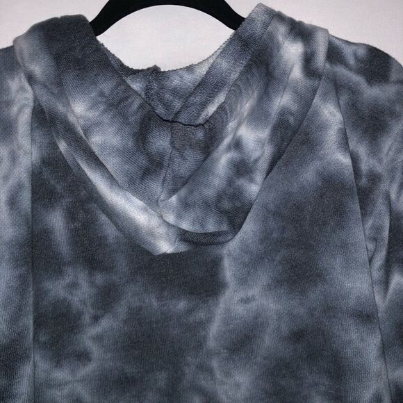 Women's Colsie Grey Tie Dye Hooded Sweatshirt Jacket - Picture 5 of 6